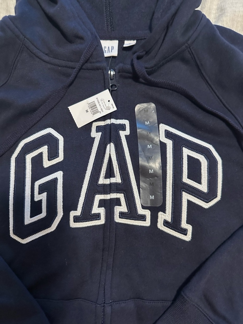 GAP Navy Blue Full-Zip Hoodie with White Appliqué Logo